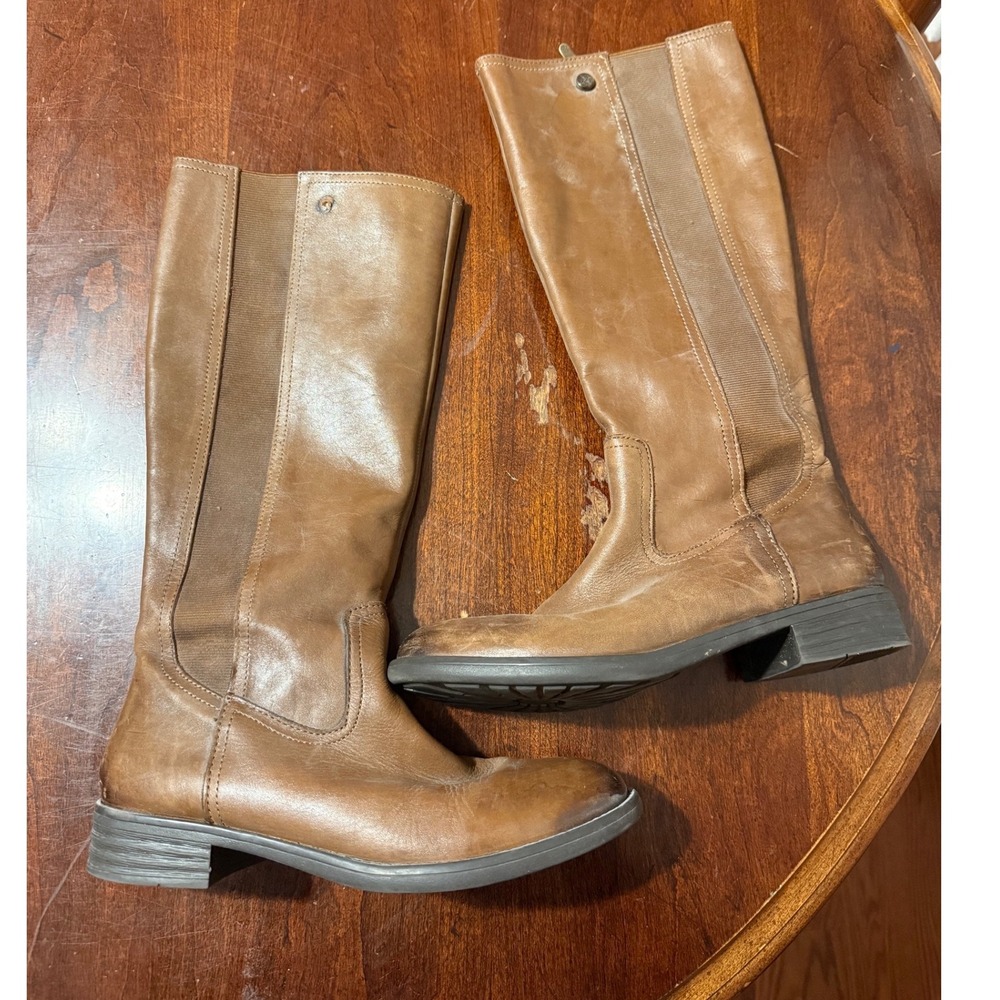Bussola Trapani Tyra Brown Leather Tall Riding Boots EU 39 Luggage Side Zip
